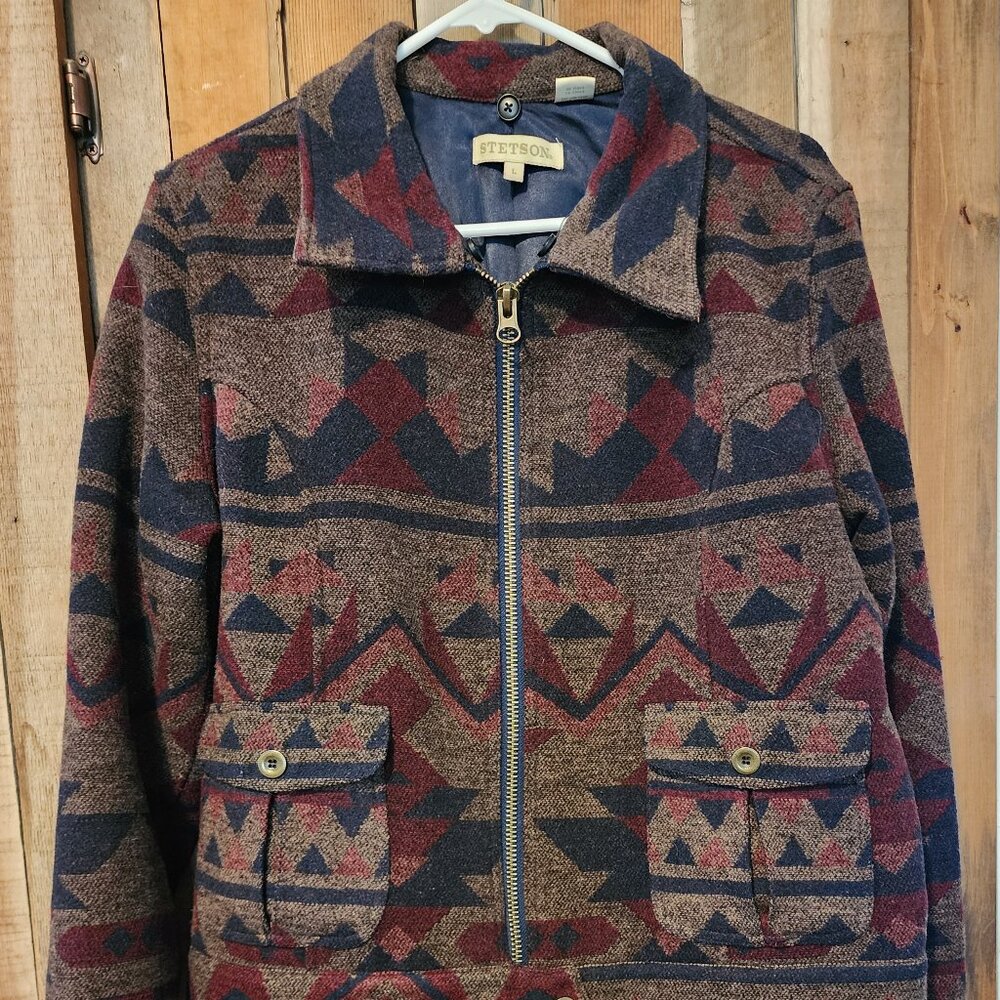 Stetson Wool Blend Aztec Front Zip Jacket